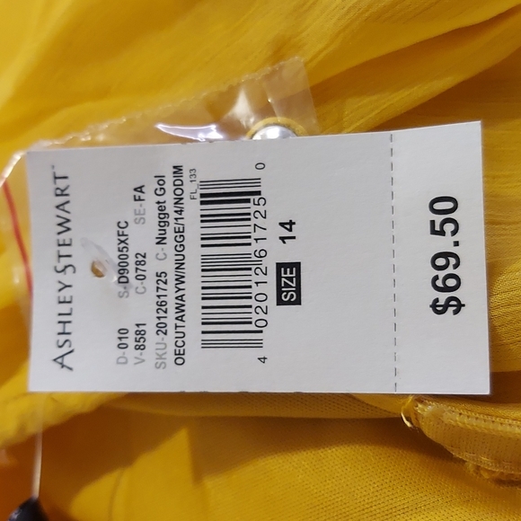 Ashley Stewart Halter Overlay Wide Leg Jumpsuit Size 14 NWT Nugget Gold - Picture 13 of 15